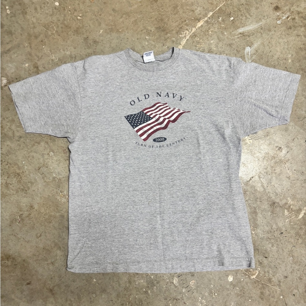 Vintage Old Navy Heather Gray Flag Tee